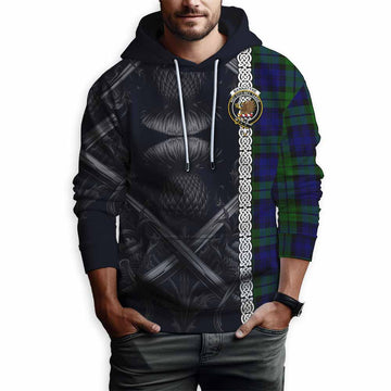 Tartan Vibes Clothing Bannatyne Tartan Hoodie with Family Crest Cross Sword Thistle Celtic Vibes