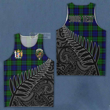 Tartan Vibes Clothing Bannatyne Crest Tartan Men's Tank Top with New Zealand Silver Fern Half Style