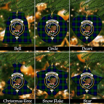 Bannatyne Tartan Christmas Ornaments with Family Crest Ceramic Bell Pack 1: ornament * 1 piece - Tartanvibesclothing