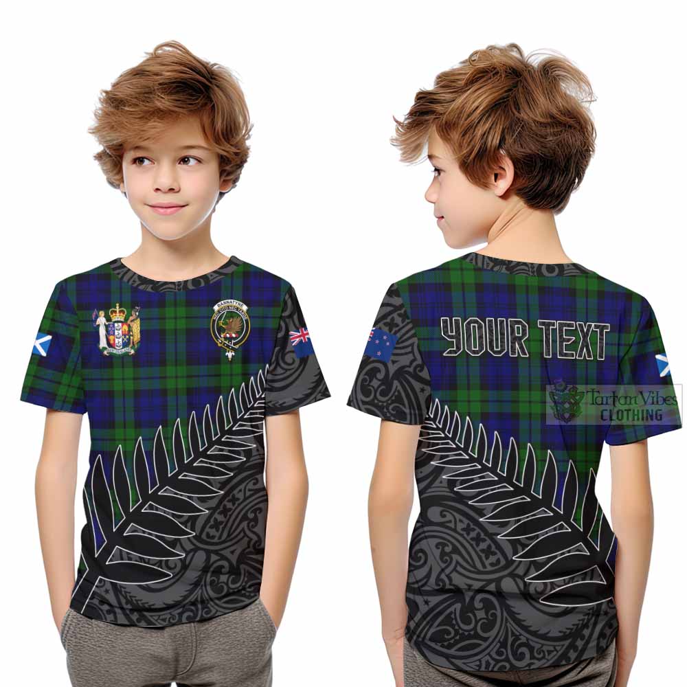 Tartan Vibes Clothing Bannatyne Crest Tartan Kid T-Shirt with New Zealand Silver Fern Half Style