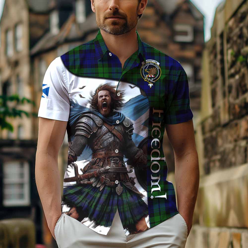 Tartan Vibes Clothing Bannatyne Crest Tartan Short Sleeve Button Shirt Inspired by the Freedom of Scottish Warrior