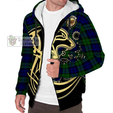 Bannatyne Tartan Sherpa Hoodie with Family Crest Celtic Wolf Style Unisex S - Tartan Vibes Clothing