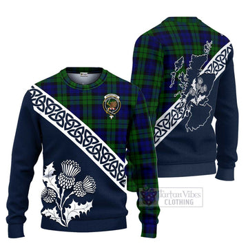 Tartan Vibes Clothing Bannatyne Tartan Knitted Sweater Featuring Thistle and Scotland Map