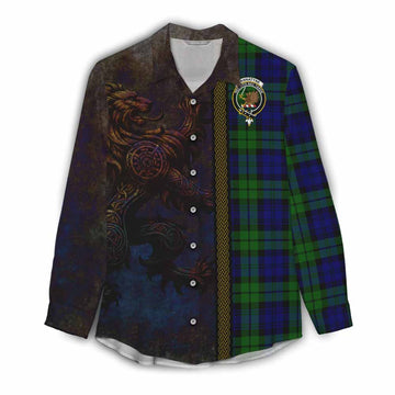 Tartan Vibes Clothing Bannatyne Tartan Family Crest Women's Casual Shirt Alba Gu Brath Be Brave Lion Ancient Style