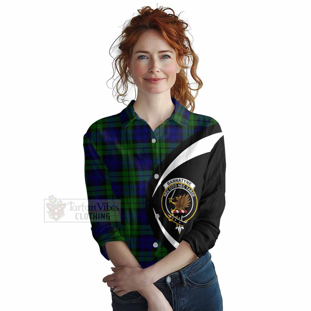 Bannatyne Tartan Women's Casual Shirt with Family Crest Circle Style Female - Tartan Vibes Clothing