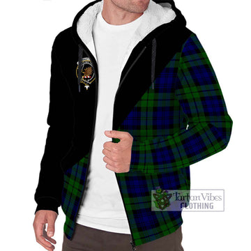 Bannatyne Tartan Sherpa Hoodie with Family Crest and Military Logo Style Unisex S - Tartanvibesclothing Shop