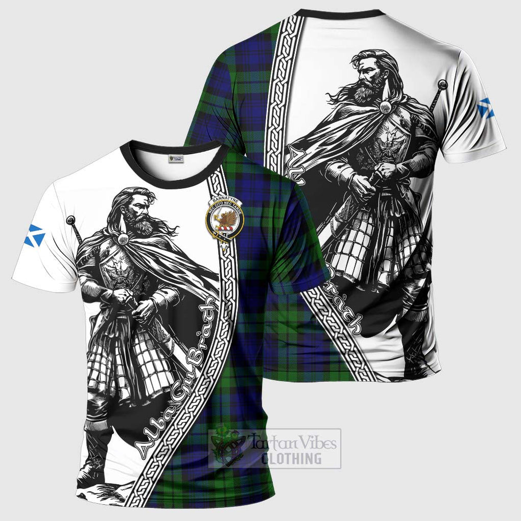 Tartan Vibes Clothing Bannatyne Tartan Clan Crest T-Shirt with Highlander Warrior Celtic Style