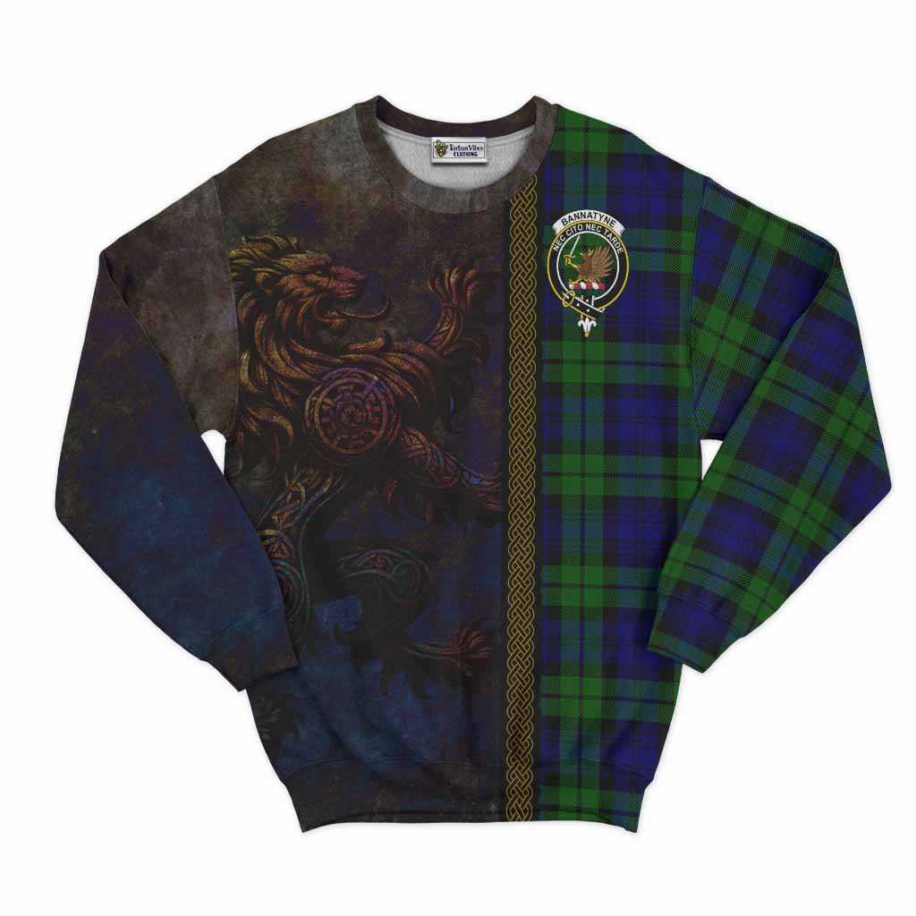 Tartan Vibes Clothing Bannatyne Tartan Family Crest Sweatshirt Alba Gu Brath Be Brave Lion Ancient Style