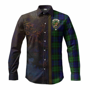 Tartan Vibes Clothing Bannatyne Tartan Family Crest Long Sleeve Button Shirt Alba Gu Brath Be Brave Lion Ancient Style
