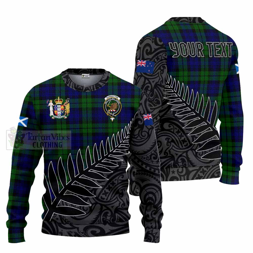Bannatyne Crest Tartan Knitted Sweater with New Zealand Silver Fern Half Style Unisex - Tartan Vibes Clothing