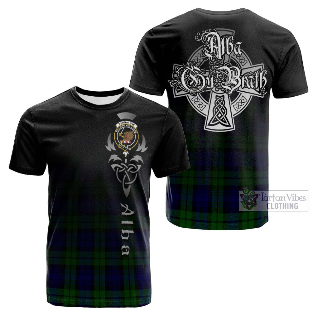 Tartan Vibes Clothing Bannatyne Tartan Cotton T-shirt Featuring Alba Gu Brath Family Crest Celtic Inspired