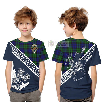 Tartan Vibes Clothing Bannatyne Tartan Kid T-Shirt Featuring Thistle and Scotland Map