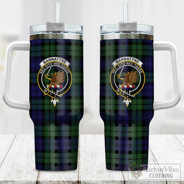 Tartan Vibes Clothing Bannatyne Tartan and Family Crest Tumbler with Handle