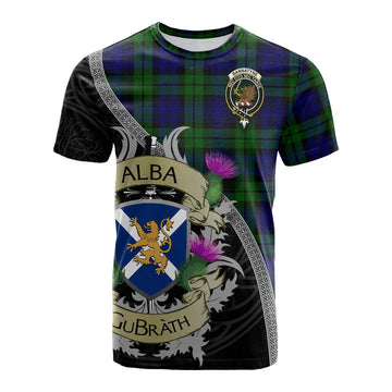 Tartan Vibes Clothing Bannatyne Tartan Family Crest Cotton T-shirt Lion Rampant Royal Thistle Shield Celtic Inspired