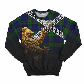 Tartan Vibes Clothing Bannatyne Crest Tartan Sweatshirt with Golden Lion Emblem Celtic Style