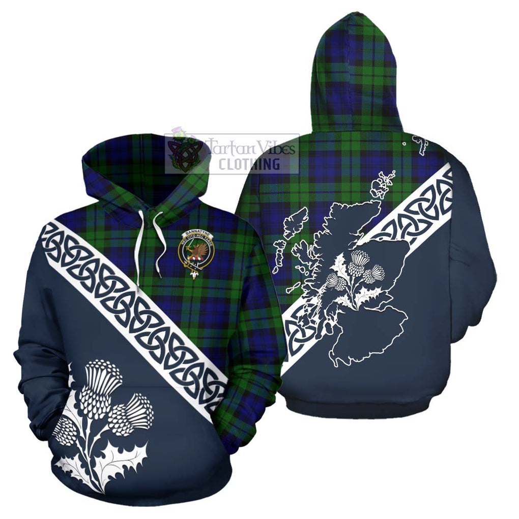 Tartan Vibes Clothing Bannatyne Tartan Hoodie Featuring Thistle and Scotland Map