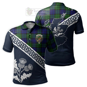 Bannatyne Tartan Polo Shirt Featuring Thistle and Scotland Map