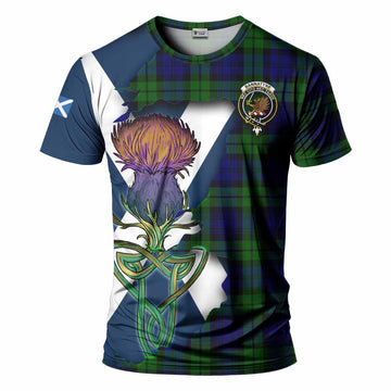 Tartan Vibes Clothing Bannatyne Tartan Family Crest T-Shirt Scottish Thistle Celtic Inspired