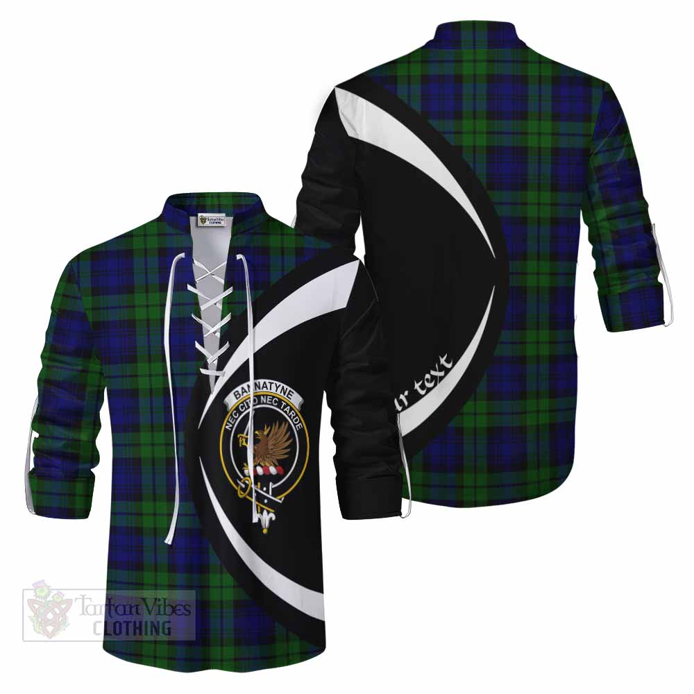 Tartan Vibes Clothing Bannatyne Tartan Ghillie Kilt Shirt with Family Crest Circle Style