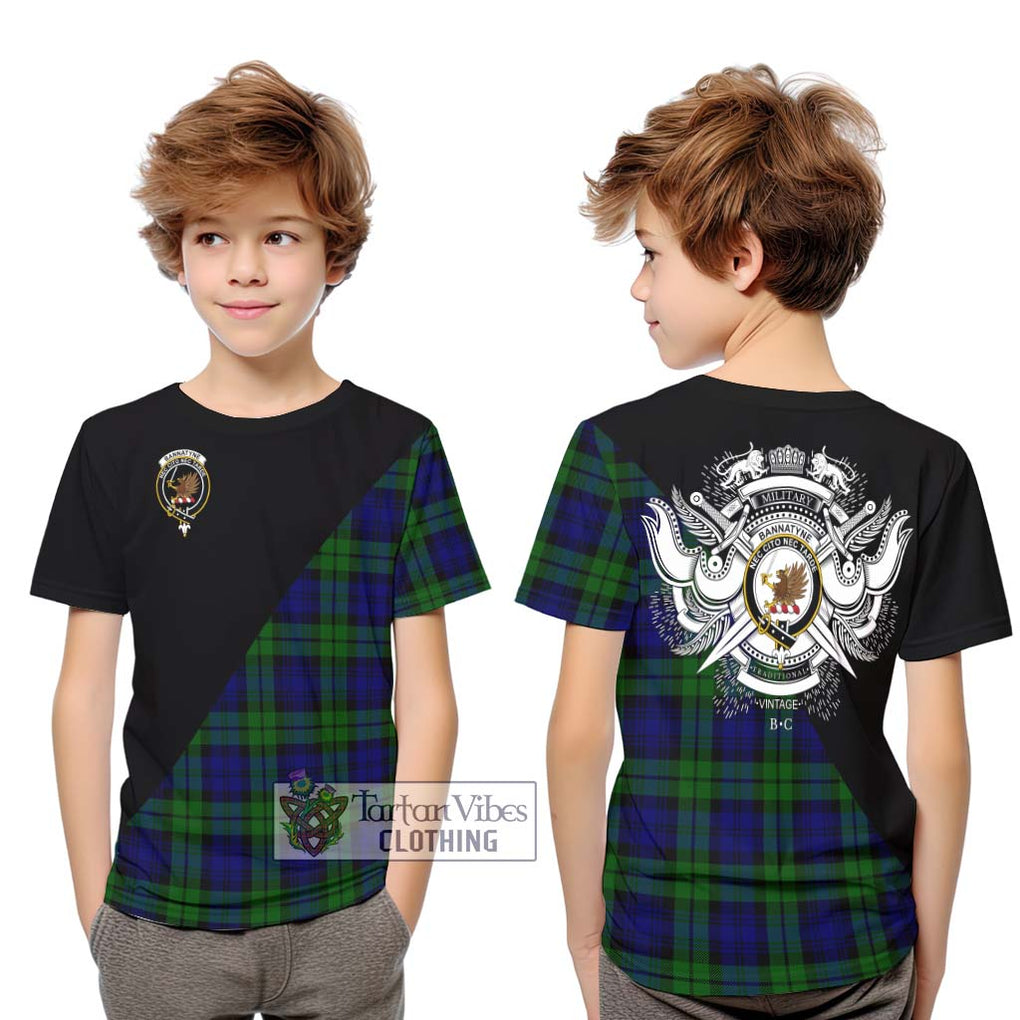 Bannatyne Tartan Kid T-Shirt with Family Crest and Military Logo Style Youth XL Size14 - Tartanvibesclothing Shop
