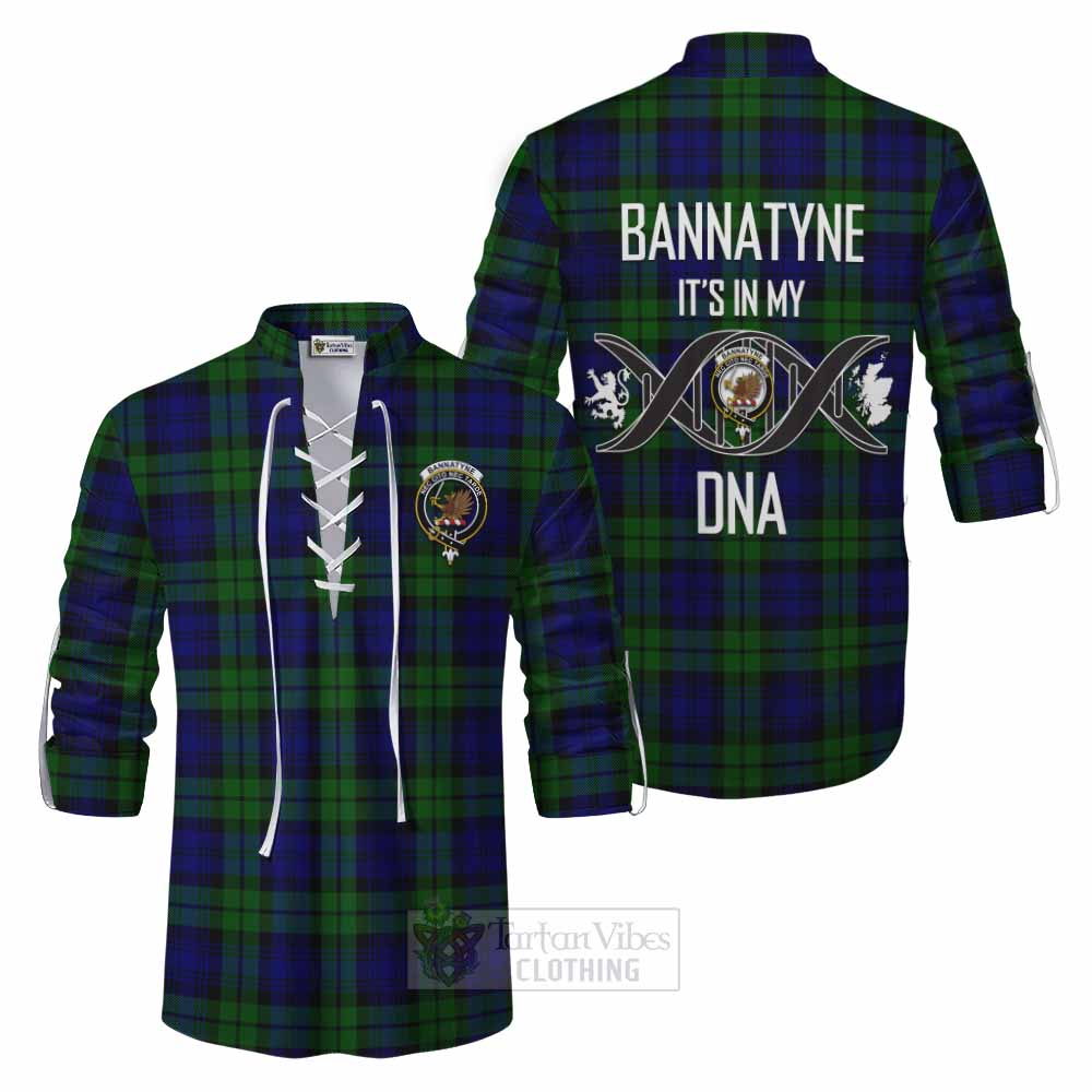 Tartan Vibes Clothing Bannatyne Tartan Ghillie Kilt Shirt with Family Crest DNA In Me Style