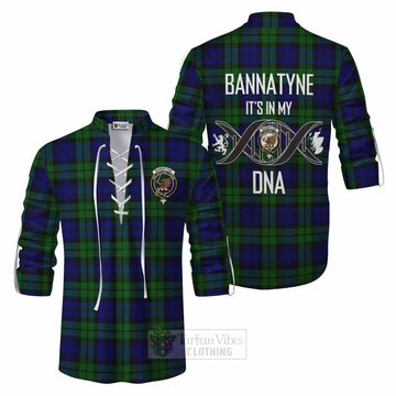Tartan Vibes Clothing Bannatyne Tartan Ghillie Kilt Shirt with Family Crest DNA In Me Style