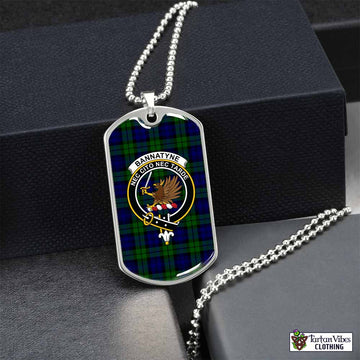 Tartan Vibes Clothing Bannatyne Tartan Dog Tag Necklace with Family Crest