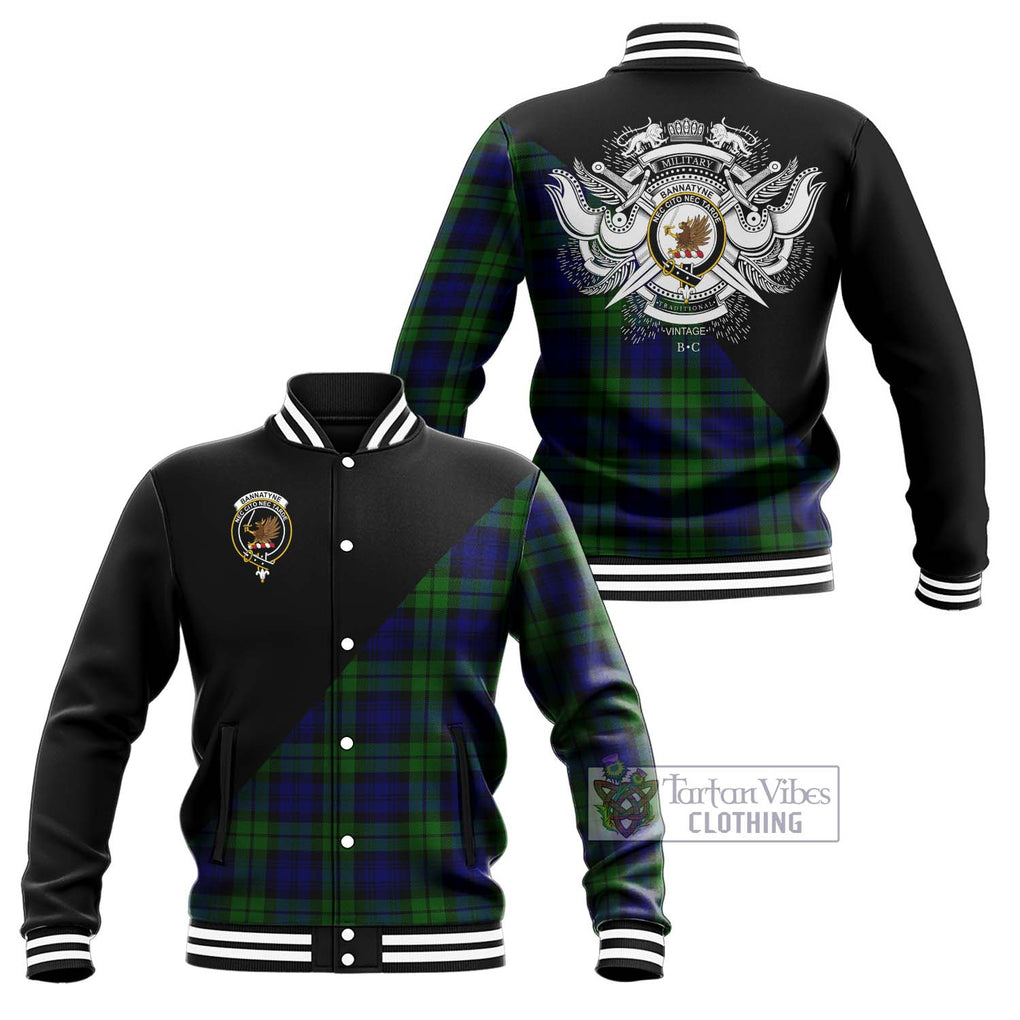 Bannatyne Tartan Baseball Jacket with Family Crest and Military Logo Style Unisex - Tartanvibesclothing Shop