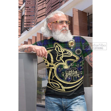 Tartan Vibes Clothing Bannatyne Tartan Cotton T-shirt with Family Crest Celtic Wolf Style