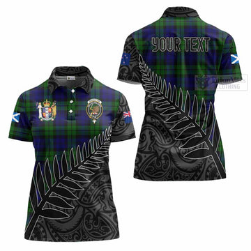 Tartan Vibes Clothing Bannatyne Crest Tartan Women's Polo Shirt with New Zealand Silver Fern Half Style