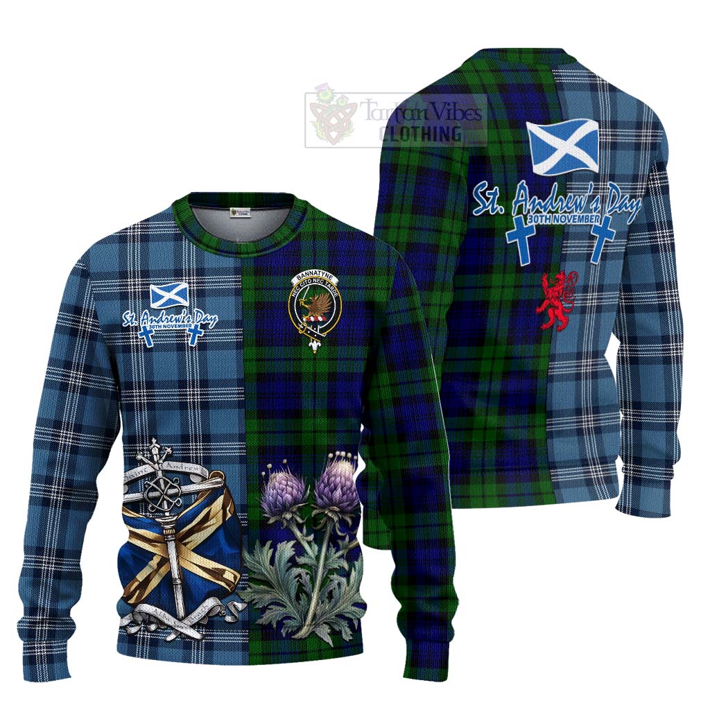 Tartan Vibes Clothing Bannatyne Tartan Knitted Sweater Happy St. Andrew's Day Half Tartan Style