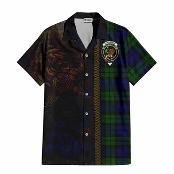 Tartan Vibes Clothing Bannatyne Tartan Family Crest Short Sleeve Button Shirt Alba Gu Brath Be Brave Lion Ancient Style