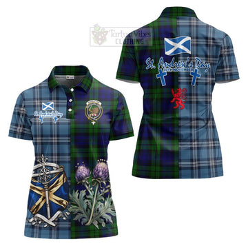 Bannatyne Tartan Women's Polo Shirt Happy St. Andrew's Day Half Tartan Style Women - Tartan Vibes Clothing