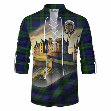 Tartan Vibes Clothing Bannatyne Tartan Family Crest Ghillie Kilt Shirt with Scottish Ancient Castle Style