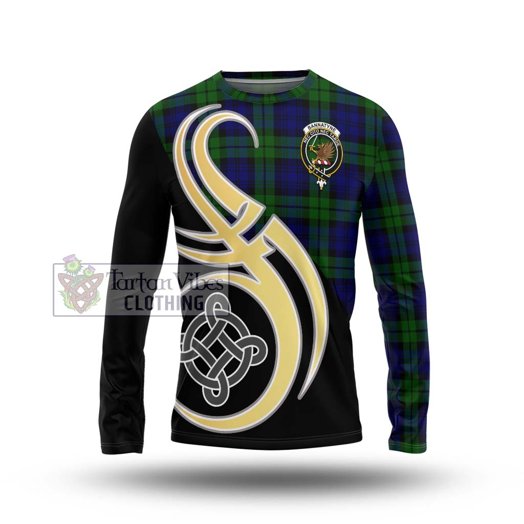 Bannatyne Tartan Long Sleeve T-Shirt with Family Crest and Celtic Symbol Style Unisex - Tartan Vibes Clothing