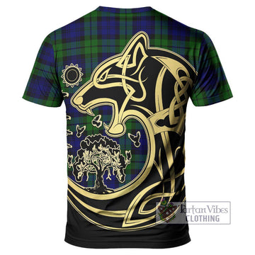 Bannatyne Tartan T-Shirt with Family Crest Celtic Wolf Style - Tartan Vibes Clothing