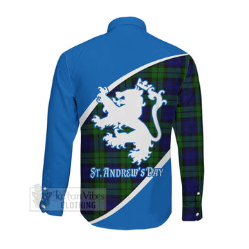 Tartan Vibes Clothing Bannatyne Family Crest Tartan Long Sleeve Button Shirt Celebrate Saint Andrew's Day in Style