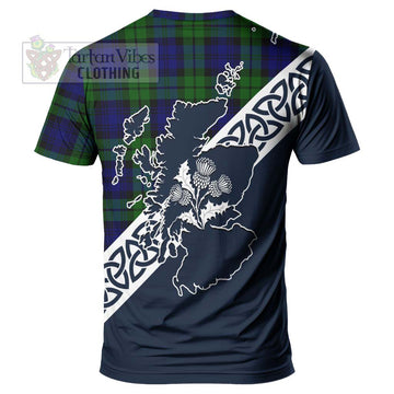 Bannatyne Tartan T-Shirt Featuring Thistle and Scotland Map