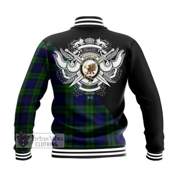 Bannatyne Tartan Baseball Jacket with Family Crest and Military Logo Style - Tartanvibesclothing Shop
