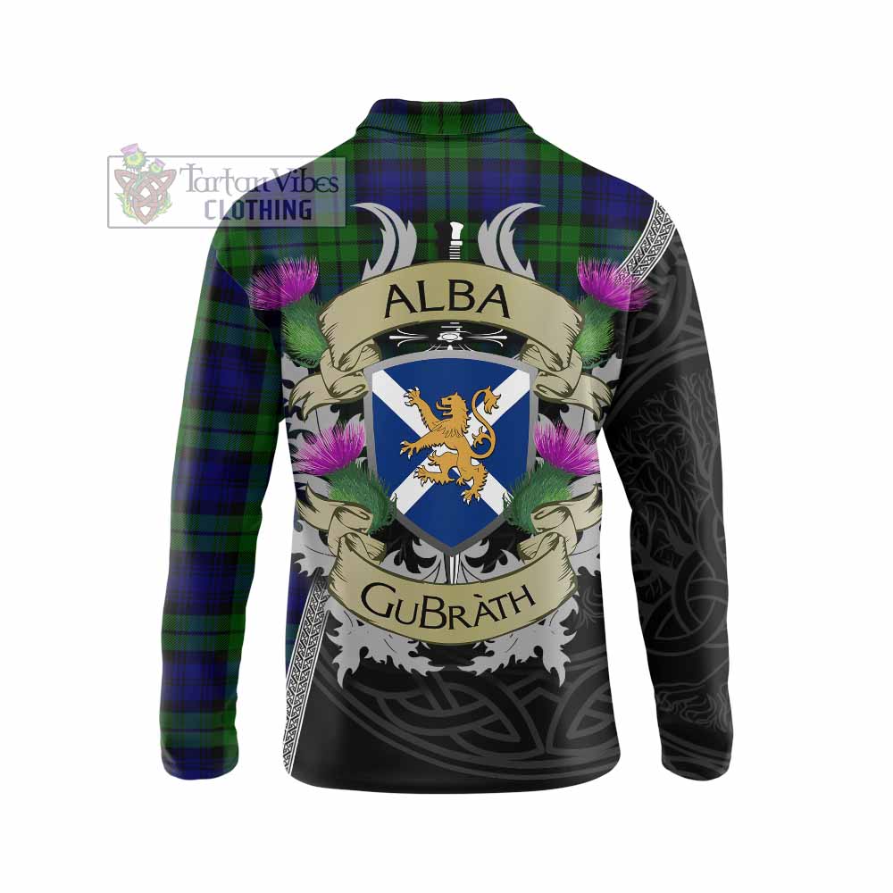 Tartan Vibes Clothing Bannatyne Tartan Family Crest Long Sleeve Polo Shirt Lion Rampant Royal Thistle Shield Celtic Inspired