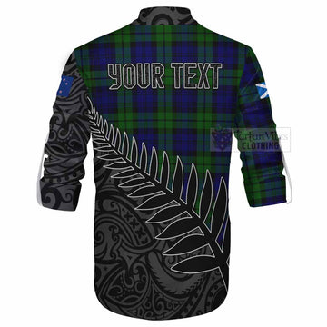 Tartan Vibes Clothing Bannatyne Crest Tartan Ghillie Kilt Shirt with New Zealand Silver Fern Half Style