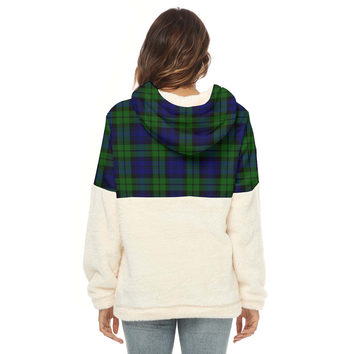 Bannatyne Tartan Women's Borg Fleece Hoodie With Half Zip with Family Crest - Tartan Vibes Clothing