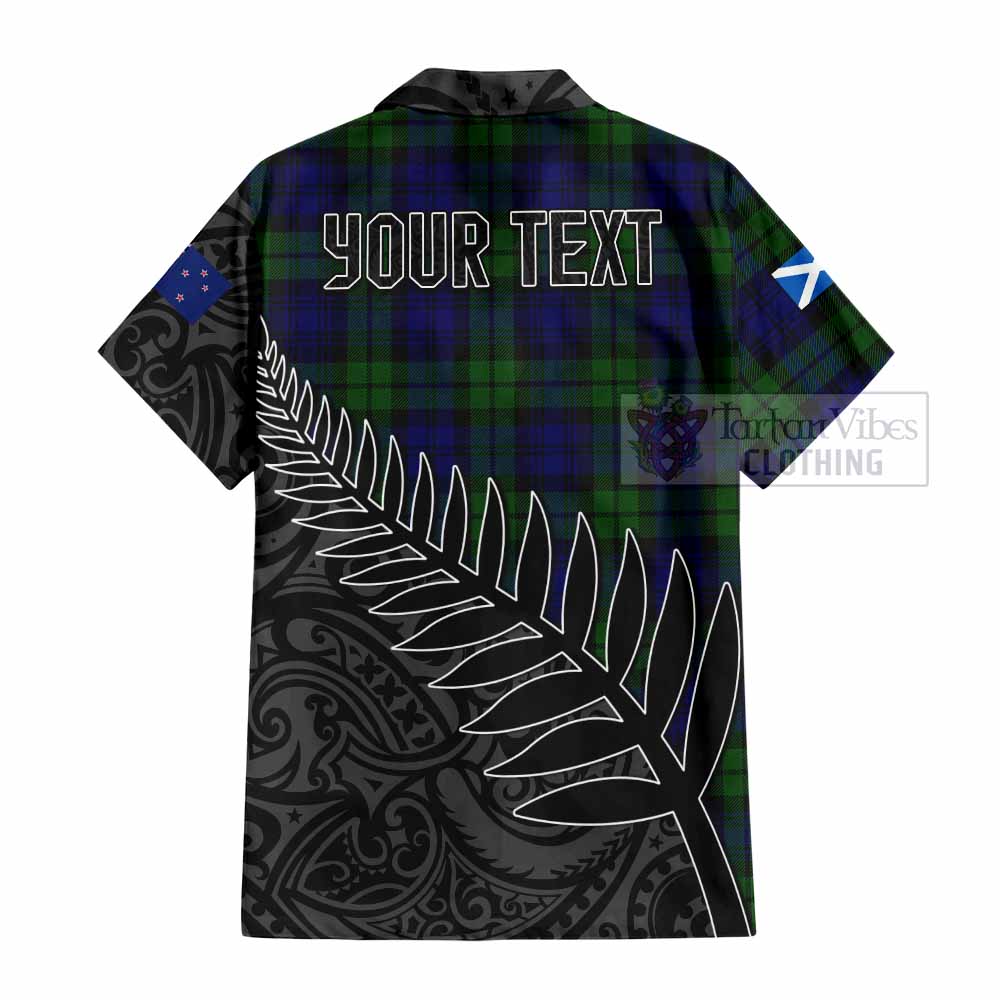 Tartan Vibes Clothing Bannatyne Crest Tartan Short Sleeve Button Shirt with New Zealand Silver Fern Half Style