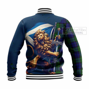 Tartan Vibes Clothing Bannatyne Tartan Family Crest Baseball Jacket with Scottish Majestic Lion