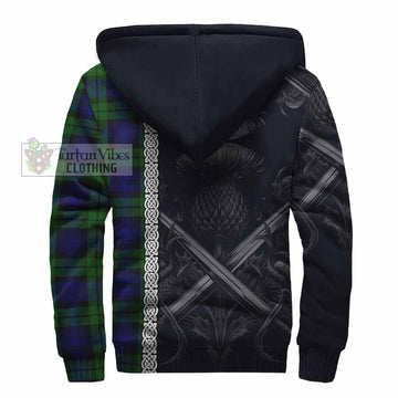 Tartan Vibes Clothing Bannatyne Tartan Sherpa Hoodie with Family Crest Cross Sword Thistle Celtic Vibes