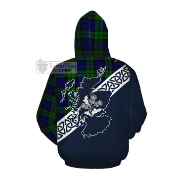 Tartan Vibes Clothing Bannatyne Tartan Cotton Hoodie Featuring Thistle and Scotland Map