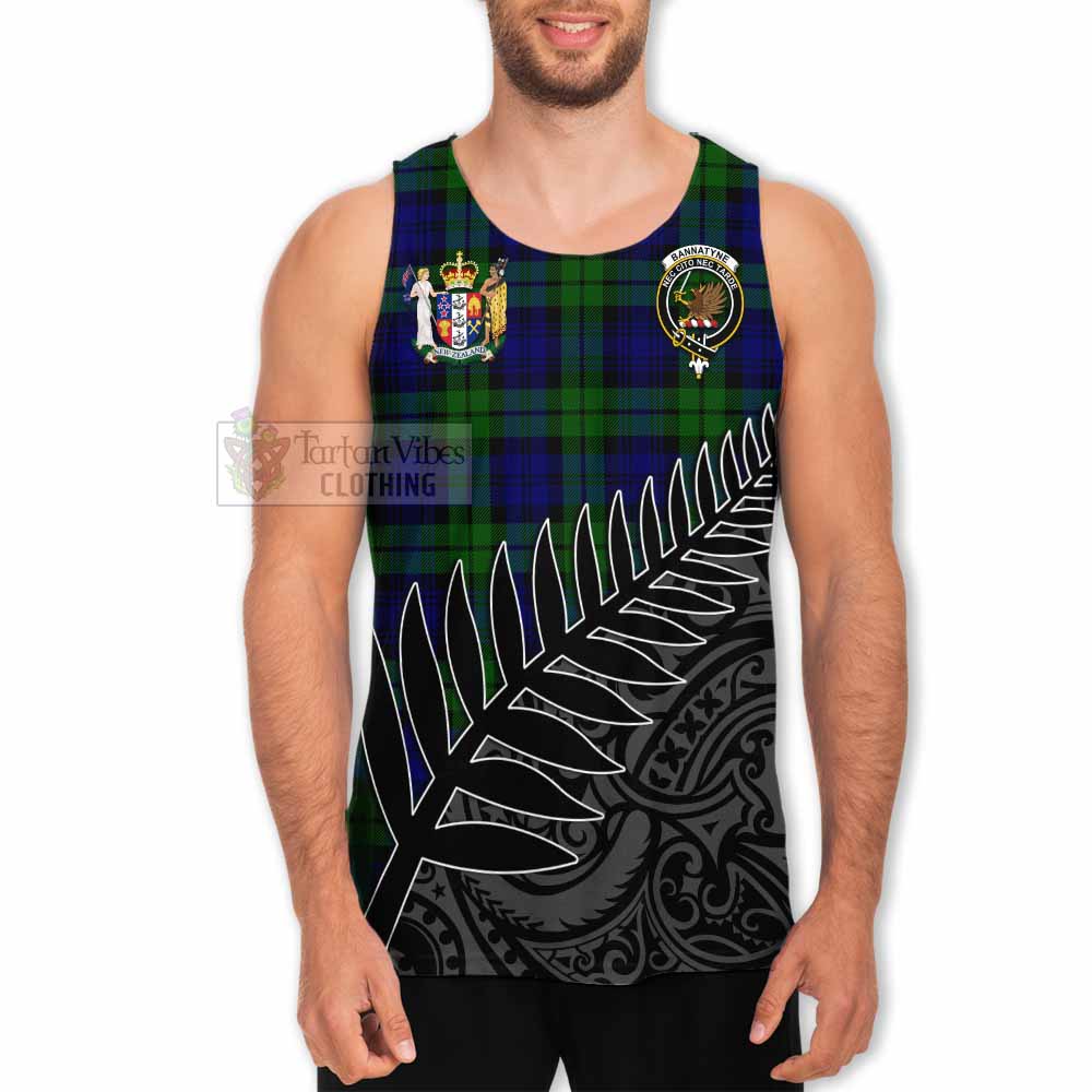 Tartan Vibes Clothing Bannatyne Crest Tartan Men's Tank Top with New Zealand Silver Fern Half Style