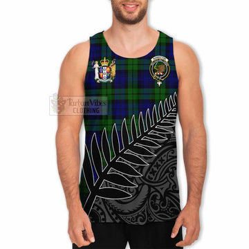 Tartan Vibes Clothing Bannatyne Crest Tartan Men's Tank Top with New Zealand Silver Fern Half Style