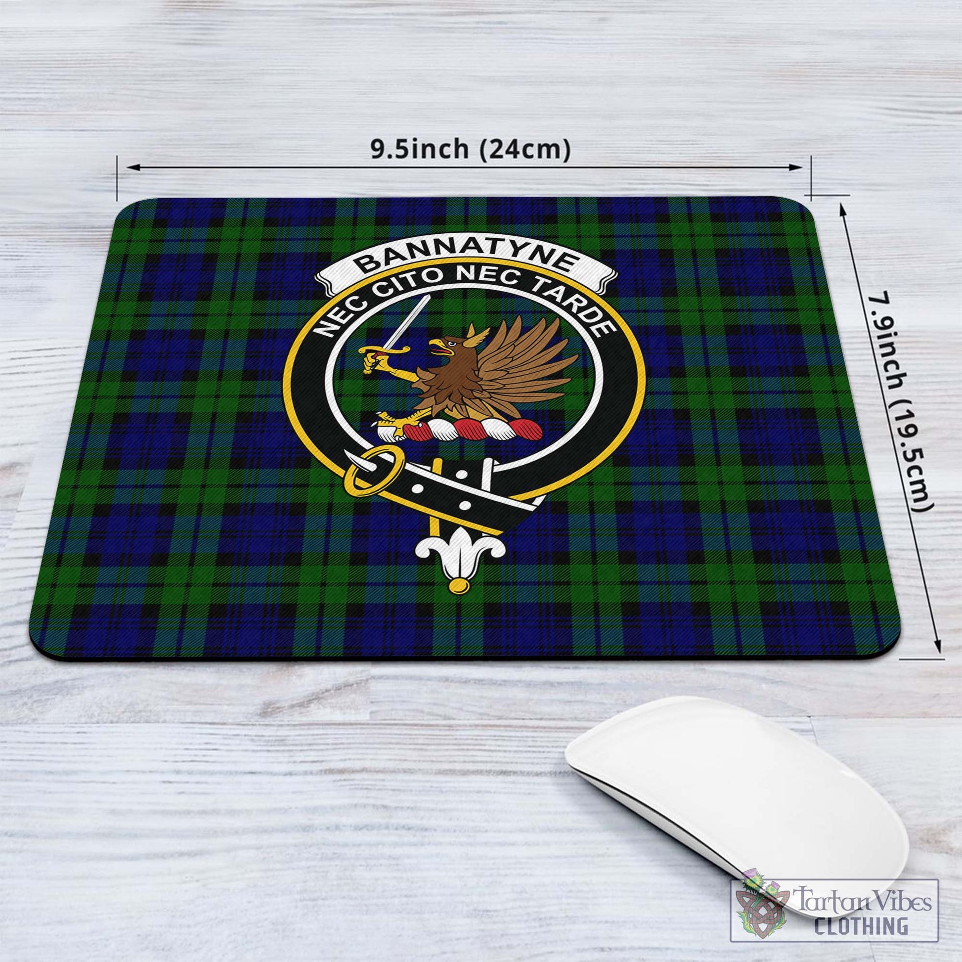 Tartan Vibes Clothing Bannatyne Tartan Mouse Pad with Family Crest