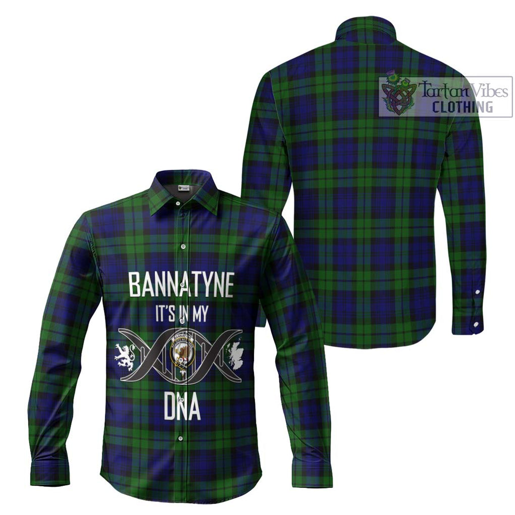Bannatyne Tartan Long Sleeve Button Shirt with Family Crest DNA In Me Style Men's Shirt - Tartanvibesclothing Shop